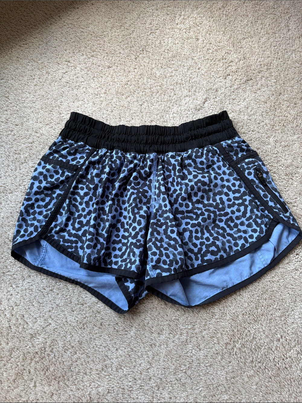 lululemon athletica Blue and Black Printed Athletic Shorts